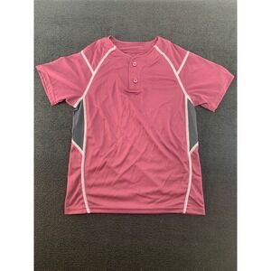 High Five Youth Medium Pink Gray‎ Athletic Baseball Jersey Short Sleeve